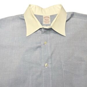 90s Brooks Brothers Makers Dress Shirt 17 5 Winchester Contrast Broadcloth USA